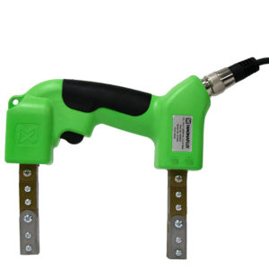 Ergonomic AC electromagnetic yoke that improves productivity and minimizes operator arm and wrist fatigue.