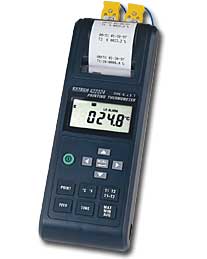 Extech 4 Contact/Thermocouple Thermometer Printer, Dual Input with Alarm